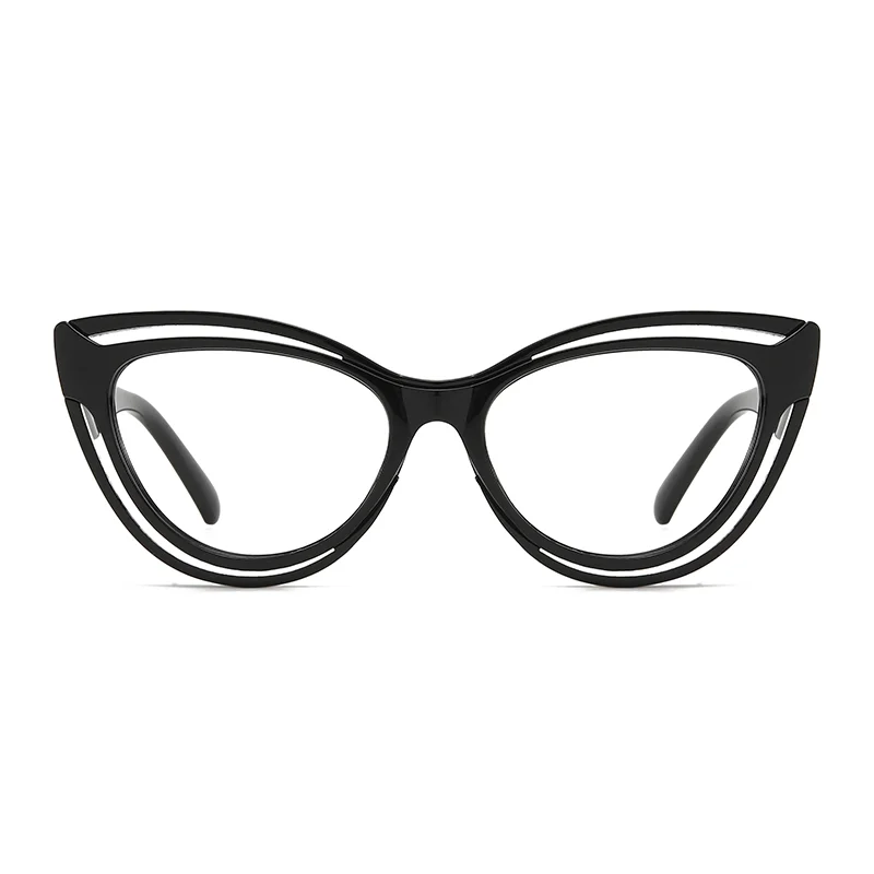 中空デザインのキャットアイブルーライトブロックメガネ、マルチカラーオプション、スタイリッシュで多用途