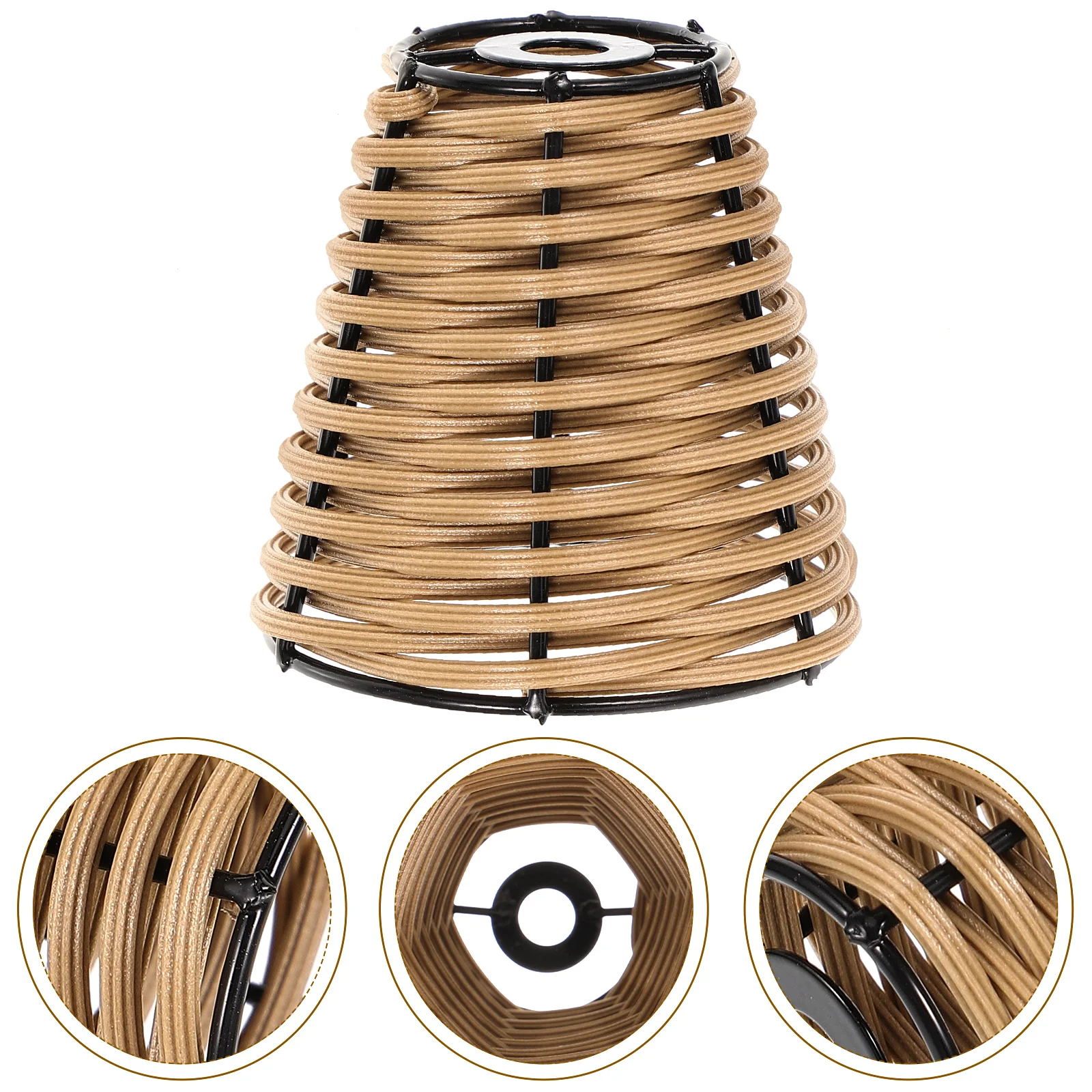 

Woven Lampshade Japanese Rattan Small Table Lighting Accessories DIY (brown) Decor Decorative Coffee Bamboo Weaving Office