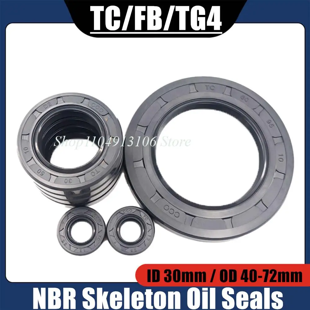 2Pcs ID 30mm Black Shaft Gasket Oil Seal TC/FB/TG4 Skeleton Oil Seals Ring NBR Rotary Shaft Gasket Nitrile Double Lip Seal