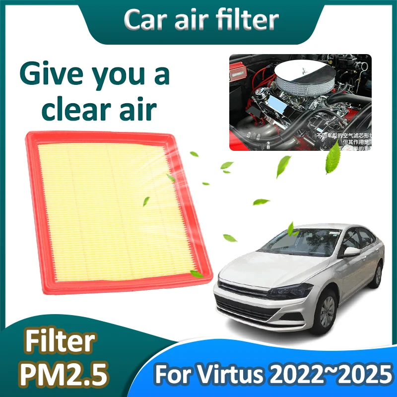 For Volkswagen VW Virtus 2022~2025 Accessories Car Filter Element Fresh Cabin Purifier Engine Filtration PM2.5 Car Accessories