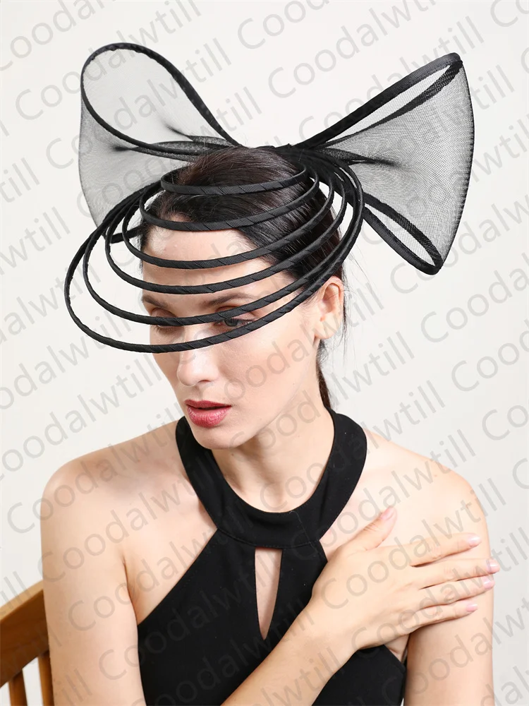 Bow Fascinator Hats For Women Wedding Church Elegant Hair Accessories New Fashion Ladies Pillbox Cap Hair Clip Race Headwear