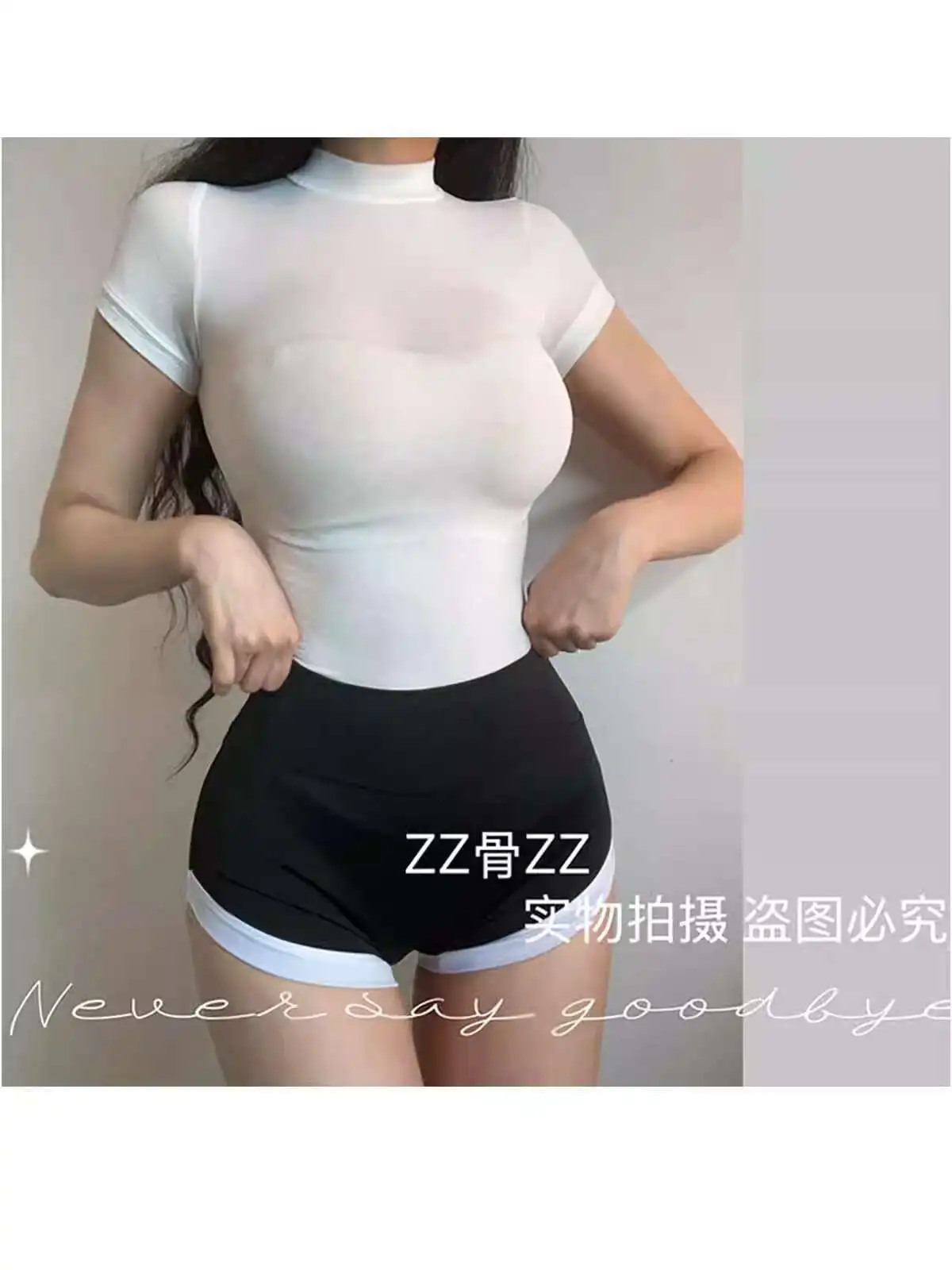 ฤดูร้อนใหม่สบายๆPure Desireสไตล์รอบคอโปร่งใสเซ็กซี่สั้นเสื้อ \ \ \ \ \ \ \ \ \ \ \ \ \ \ TShirt Teesหวานเสื้อสีขาว 2025 ใหม่ 46JN