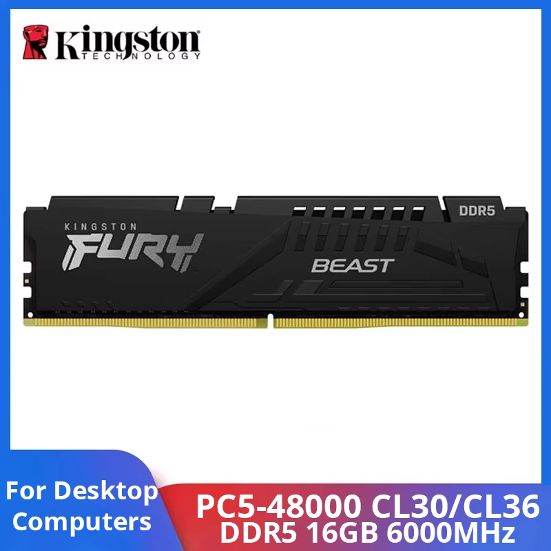 Memoria RAM Kingston DDR5 FURY Beast 32GB 16GB 6000MHz CL36 CL30 AMD EXPO, Perfiles de Memoria 288Pin DIMM PC5-48000