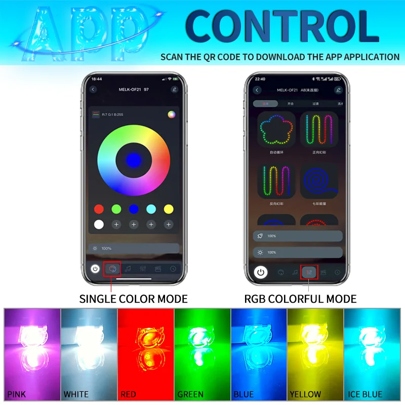 2 قطعة سيارة الداخلية الملونة LED القدم المحيطة ضوء داخلي Footwell لمبة RGB عش القدم مصباح لهوندا سيفيك 2022 2023 2024 2025