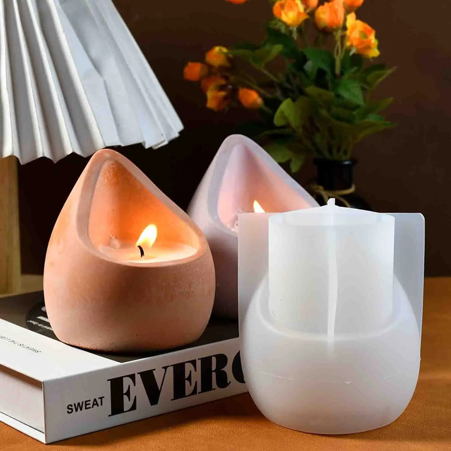 DIY epoxy resin mold water drop aroma candle cup silicone mold plaster candle storage box view 5