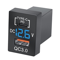 New Charger QC3.0 USB Car Charger Socket PD Type-C Charger With LED Digital Voltmeter For New Toyota Quick Charge-A99D