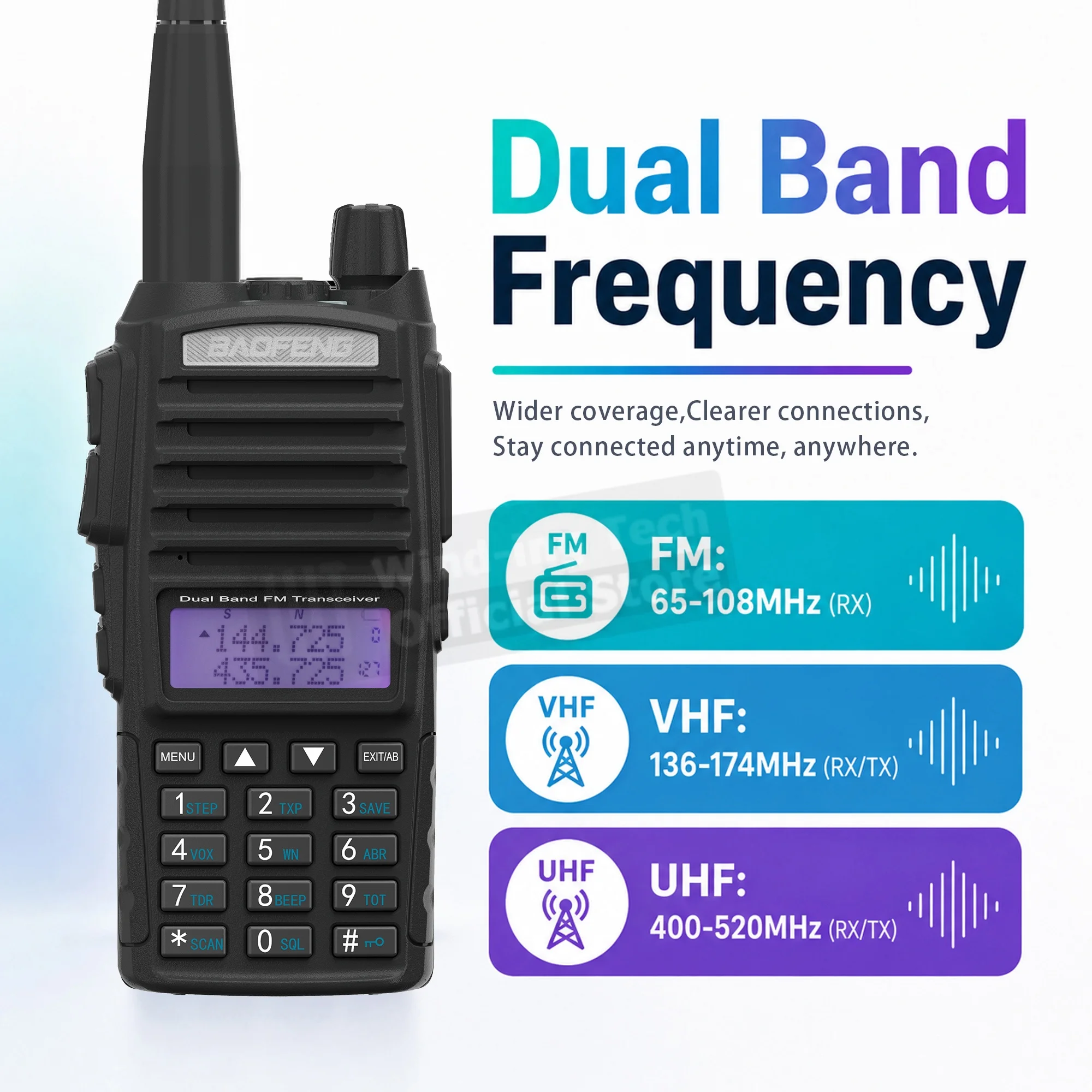 Baofeng UV-82 Walkie Talkie Type-C Charging 8W High Power Switchable Dual Band 128CH Dual PTT Flashligh Long Range Two Way Radio