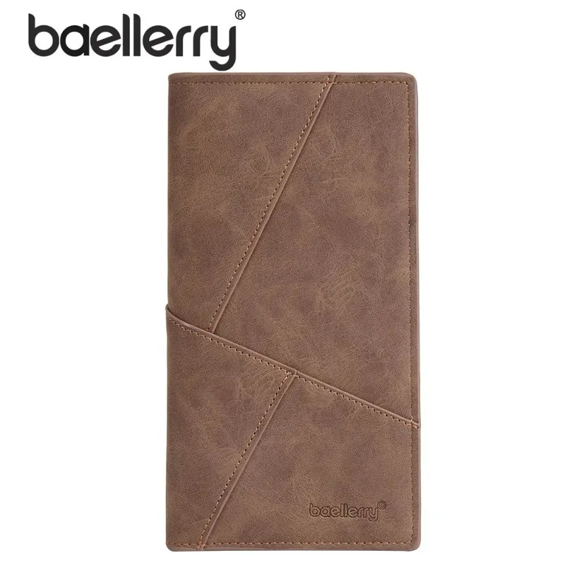 Baellerry Men's Long Leather Wallet Slim High Capacity Coin Pocket & Card Holder Wallets Casual Money Bag Wallets for Man