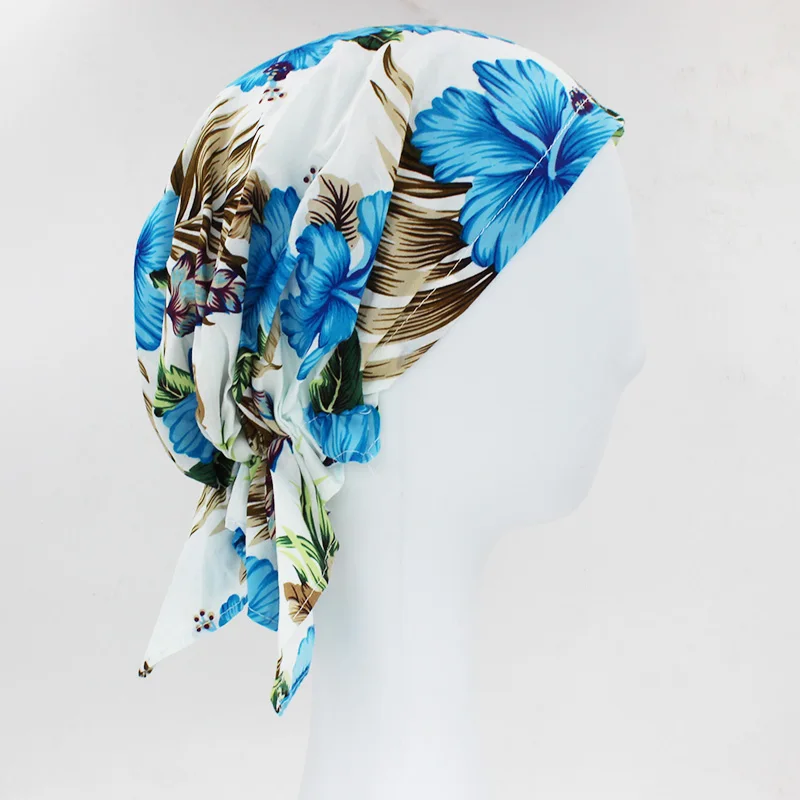 LOVINGSHA Girl Floral Bandanas Women Hip-hop Turban Cap Headwear Lady Rural Caps Female Fashion Headscarf Polyester HD008