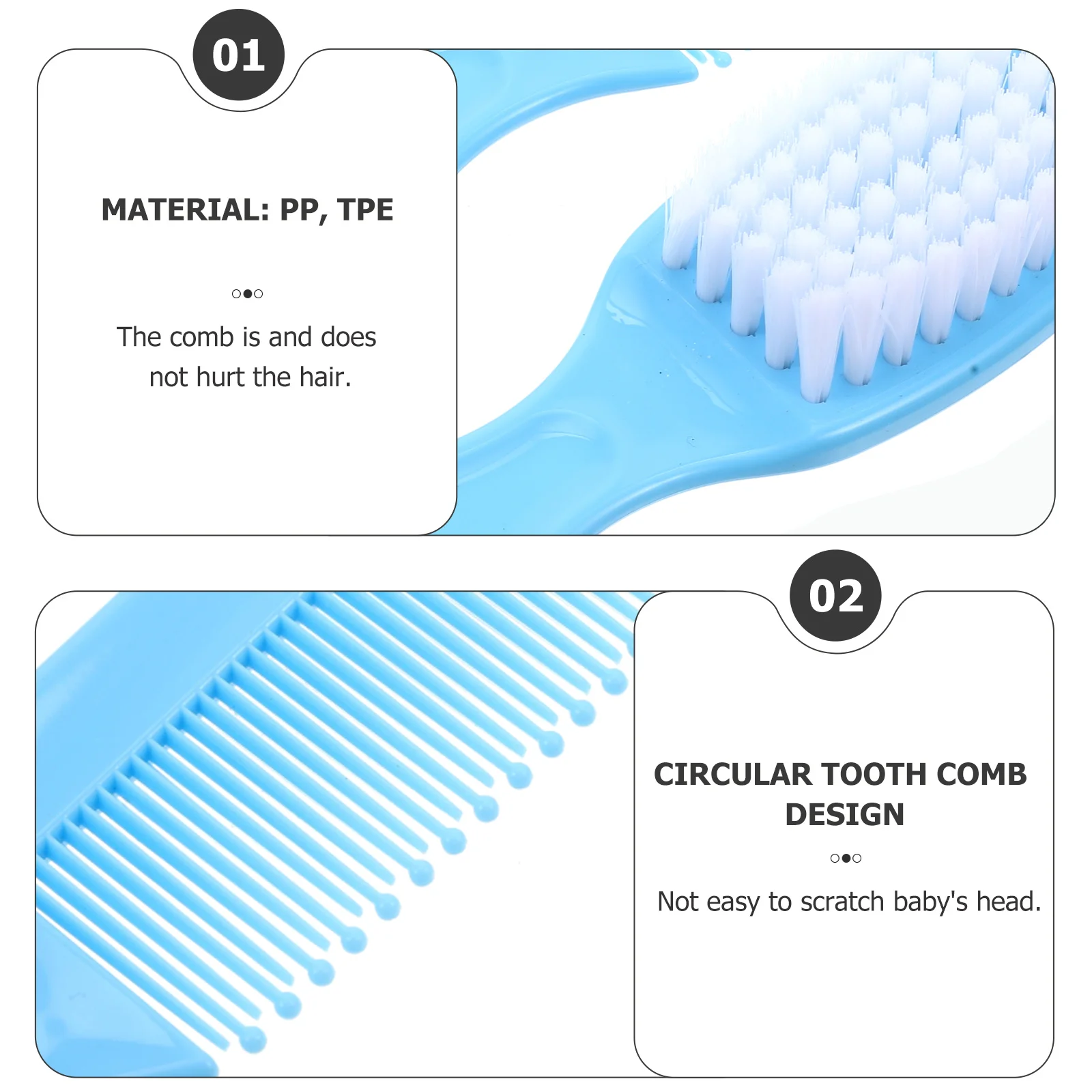 

1Set Baby Brush and Comb Kit Infant Massage Hair Comb Durable Smooth Circular Tooth Design Promote Brain Development Blood