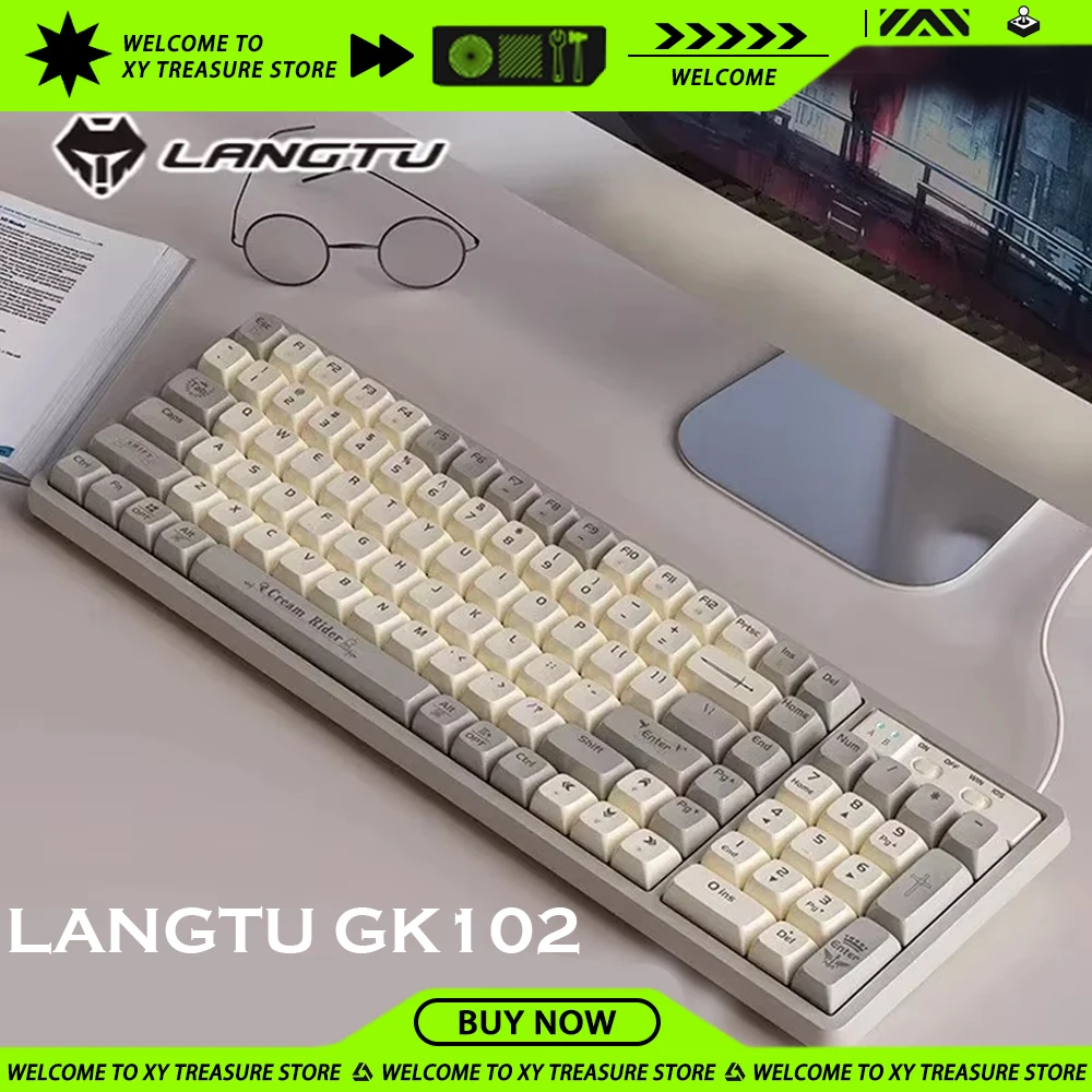 LANGTU GK102 Mechanical Keyboards Bluetooth Wireless 102 Keys RGB Backlight Multi Color Light Up Gaming Keyboard PC Custom Gifts