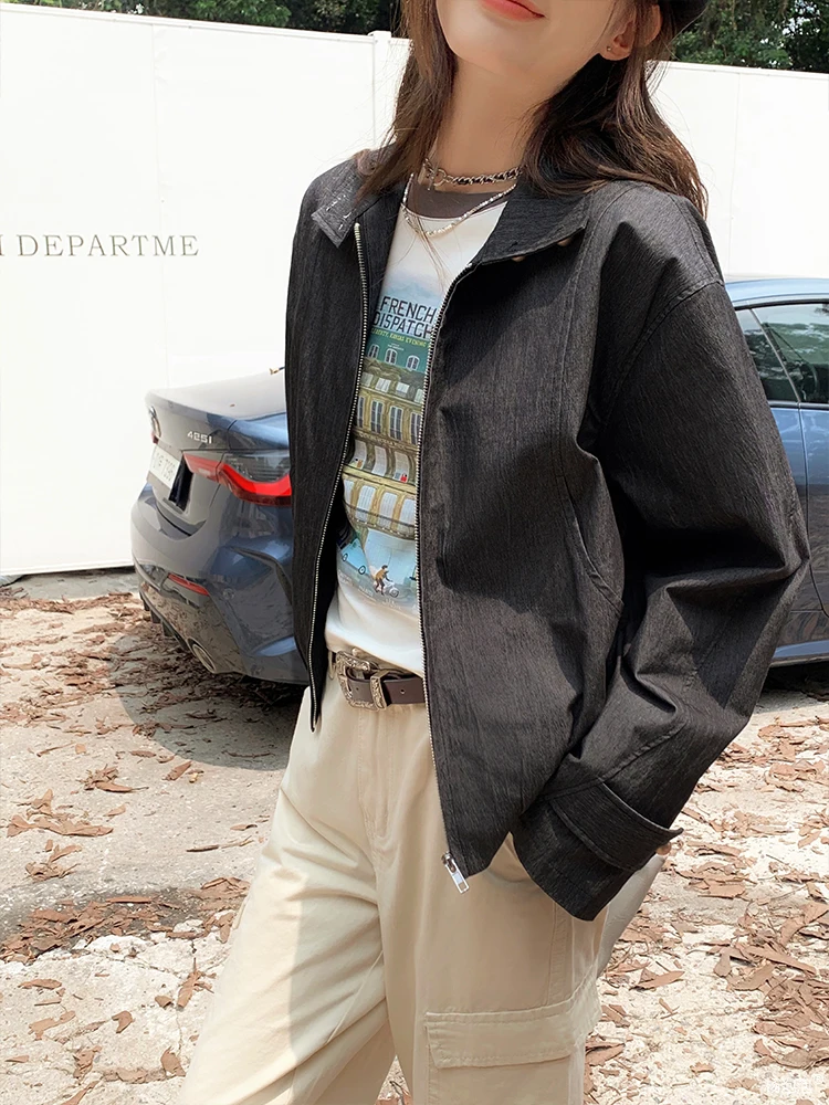 

Bla Jaet ort Outerwear Women's Loose Fit Flip Collar Slimming ort Coat Yang Bubble Autumn New Sle Commute Sle Pol...