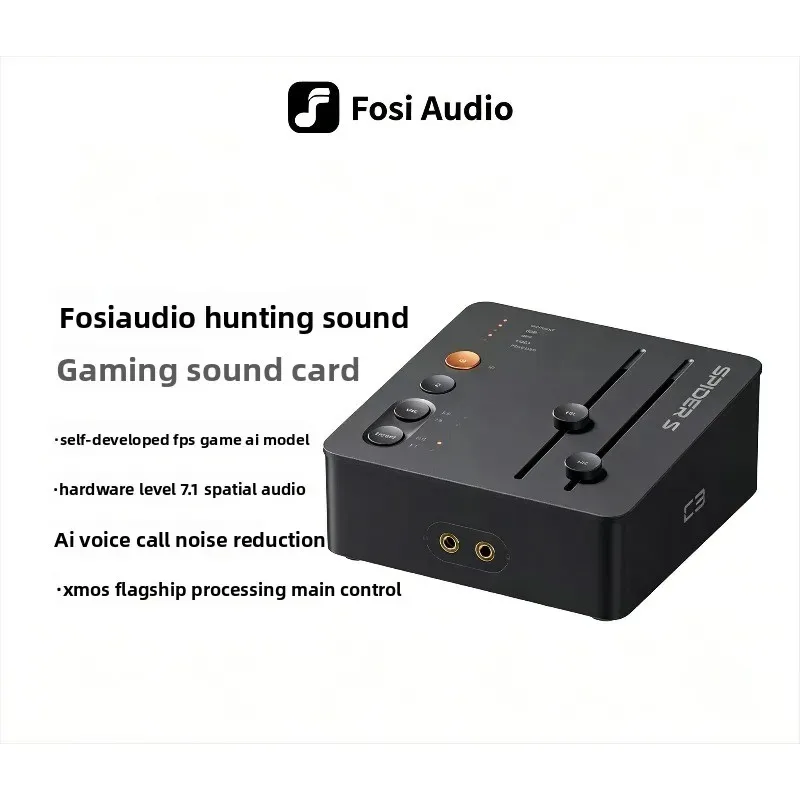 FosiAudio C3 AI External Sound Card Professional Gaming Audio Adapter Compatible with Delta Force Headset Sound Enhancer