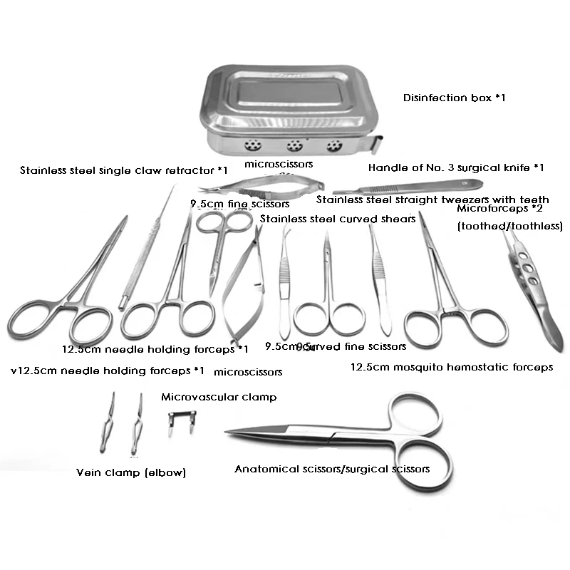 Animal Surgical Instruments Set Stainless Steel Pet Rat Mouse Experimental Anatomical Tools