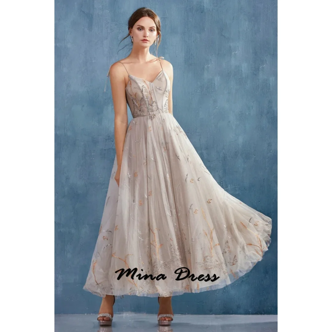 

Mina Customized Formal Special Occasion Dress Spaghetti Straps Fiber Luxury Woman Party Dress Es Dresses for Special Occasions