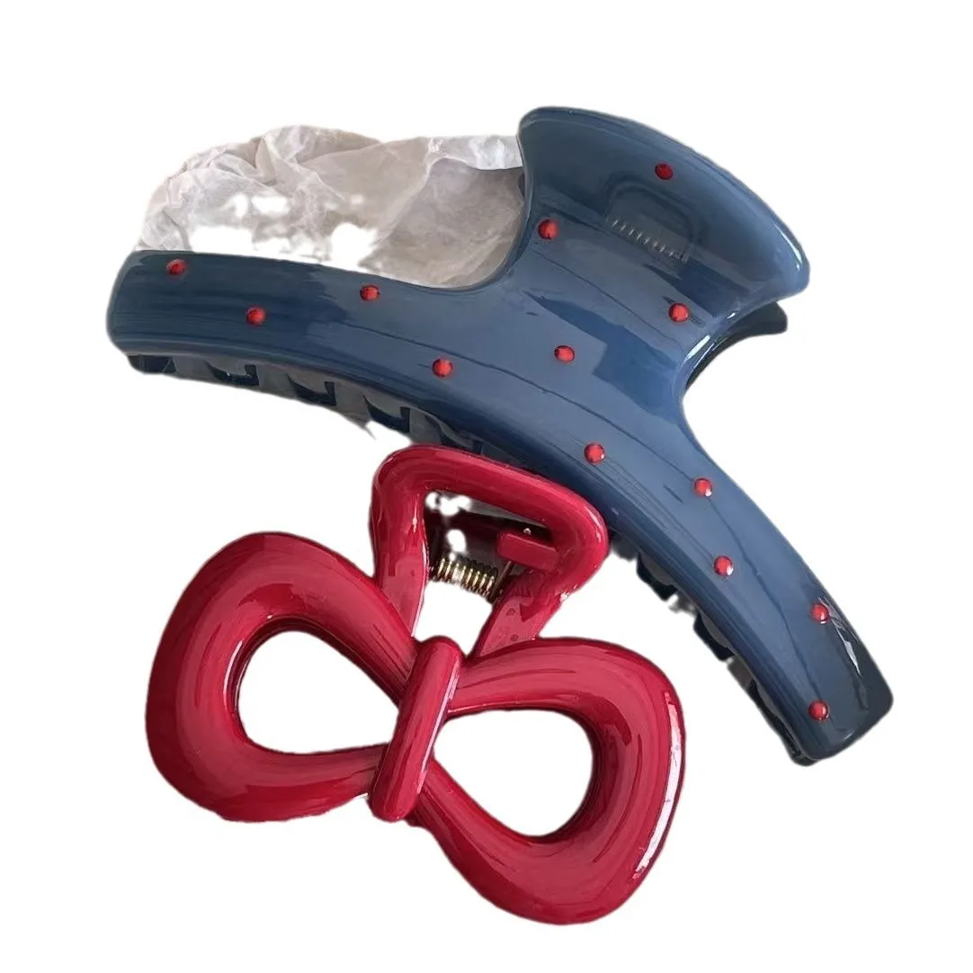 

Summer versatile Ankola red polka dot grab clip, super good texture shark clip, high-end retro hairpin hair accessories