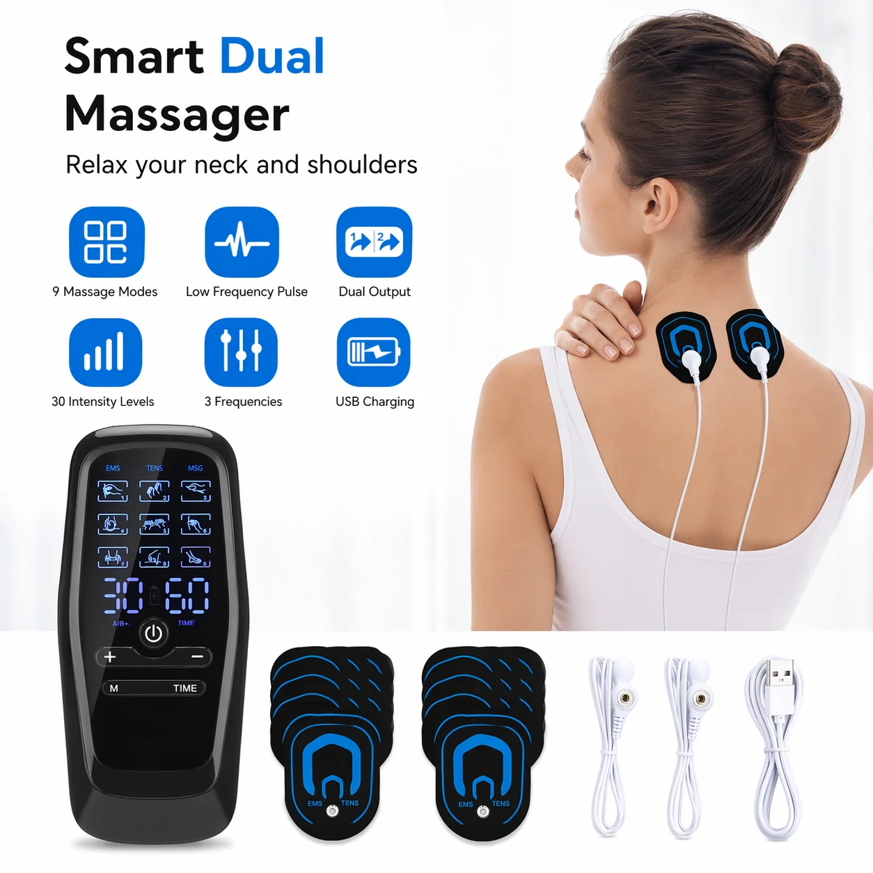 Intelligent Portable Electric Neck Massager Charging Mini Body and Neck Neck Massage Patch with Multiple Adjustable Levels