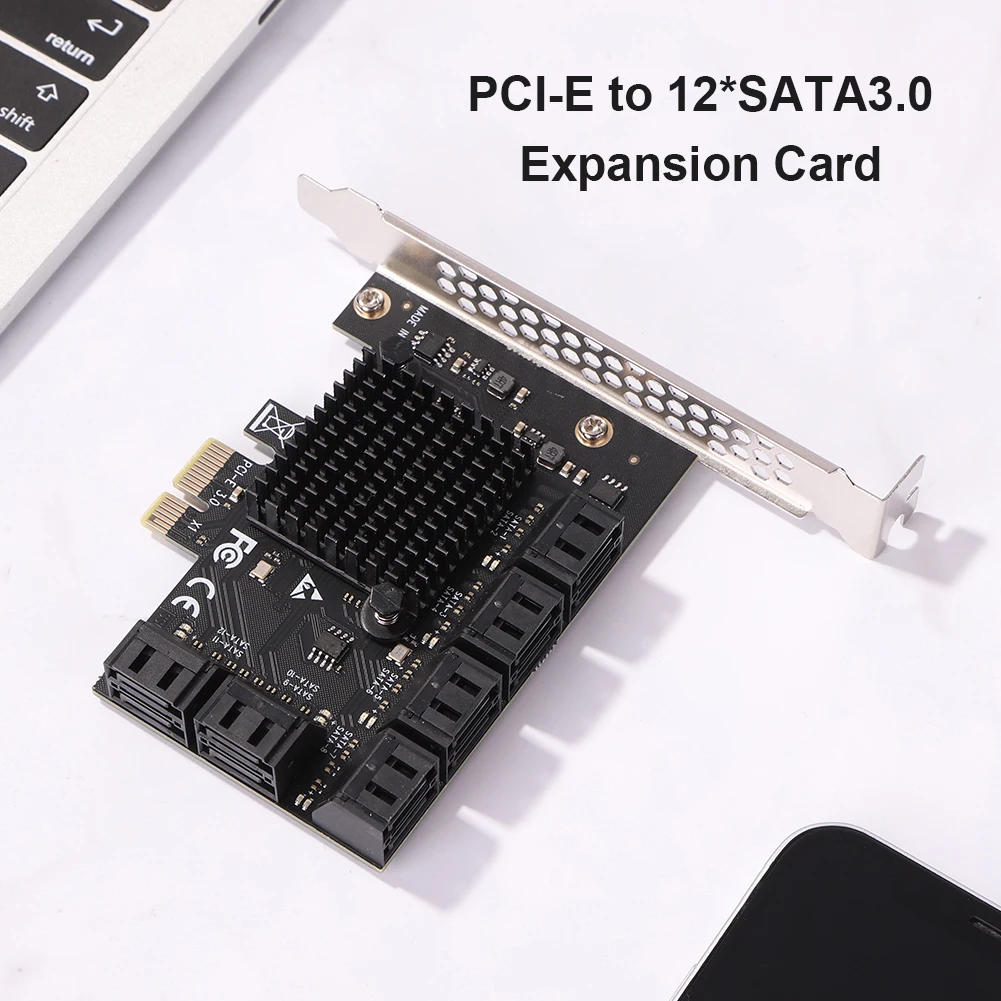 Controller Adapter Riser Expansion Card PCIE Adapter 12 Port 6Gbps PCI-Express X1 to SATA 3.0 Controller Cards