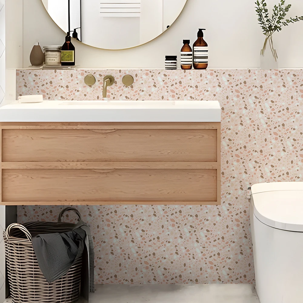 Terrazzo Matte Floor Stickers Self Adhesive Waterproof Wallpaper Bathroom Living Room Wall Sticker Thicken Ground Decor Decals