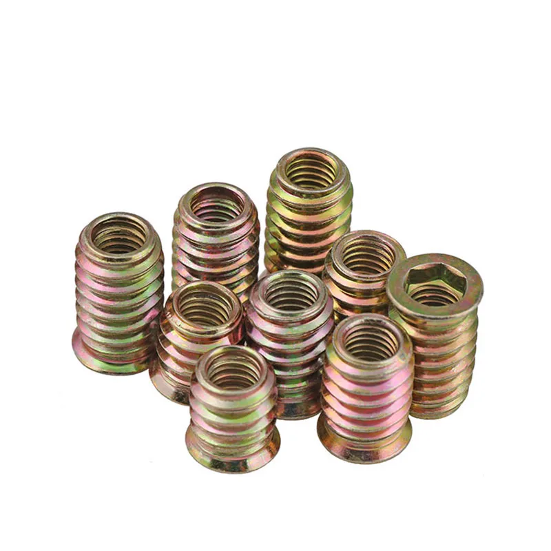 

5/10/20pcs M6 M8 M10 Galvanized Steel Hex Straight Through Socket Drive Insert Nut Threaded For Wood Furniture Nuts