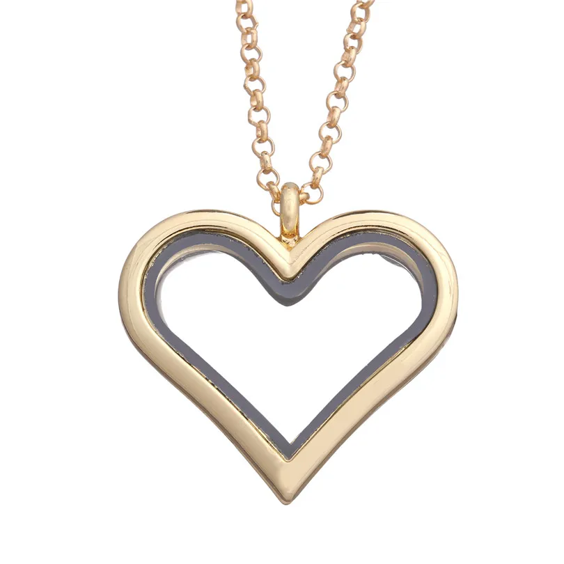 5Pcs Alloy Plain Heart Glass Memory Floating Locket Charm Pendant Necklace Keychain For Men Women Gift Jewelry Making Bulk