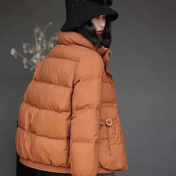 New Women Short White Duck Down Jackets Women Korean Style High End Stand Collar Warm Down Coats Woman Puffer Jacket JK-180
