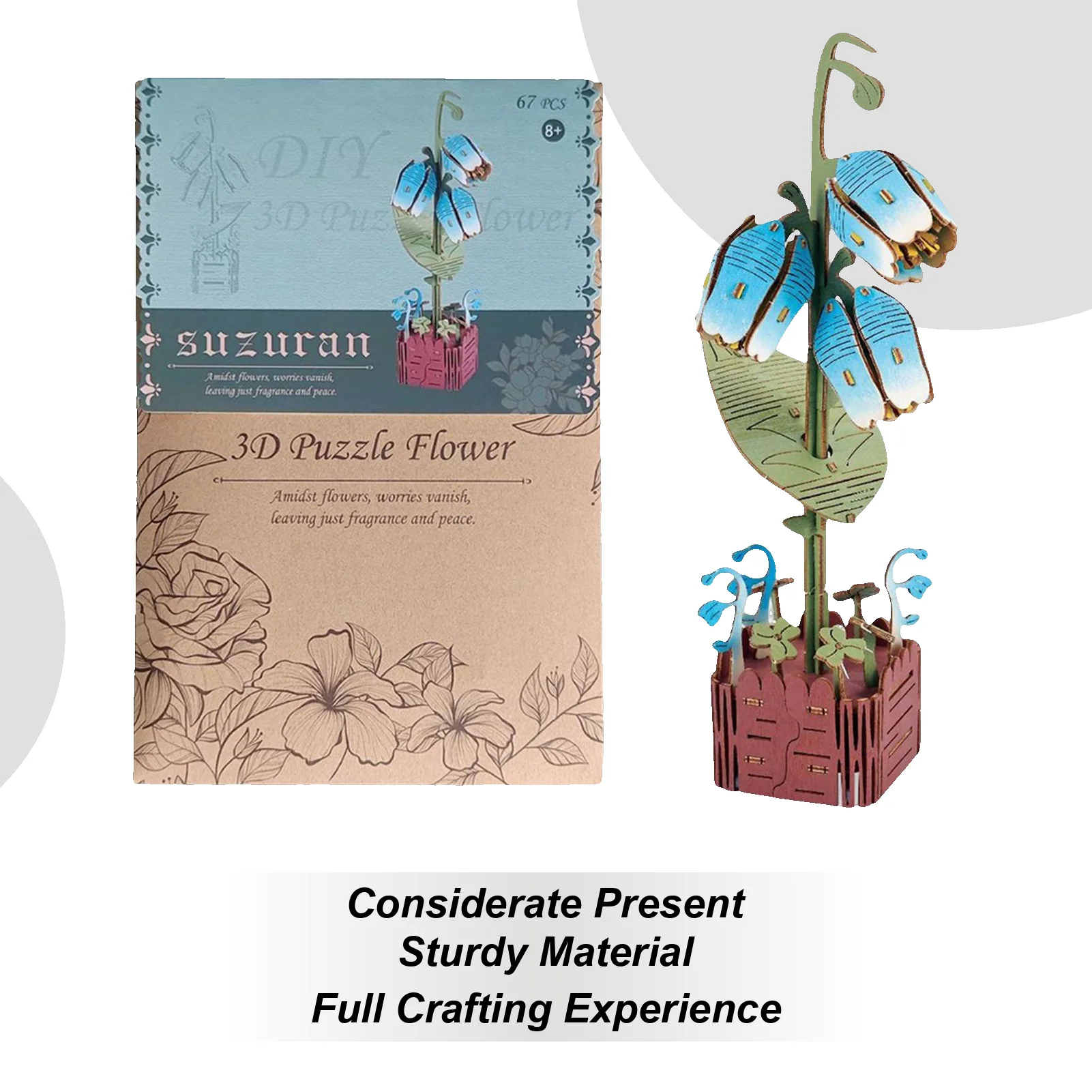 

Flower Puzzle Flower Building Set Wooden Puzzle For Kids Home Decor Relaxation Shelf Display Table Centerpiece