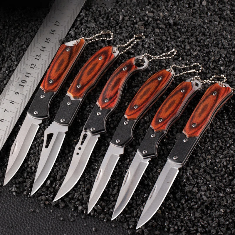 Cuchillo plegable de acero inoxidable para fruta, cuchillo de bolsillo para exteriores, cuchillo pequeño para acampar, perfecto para frutas y