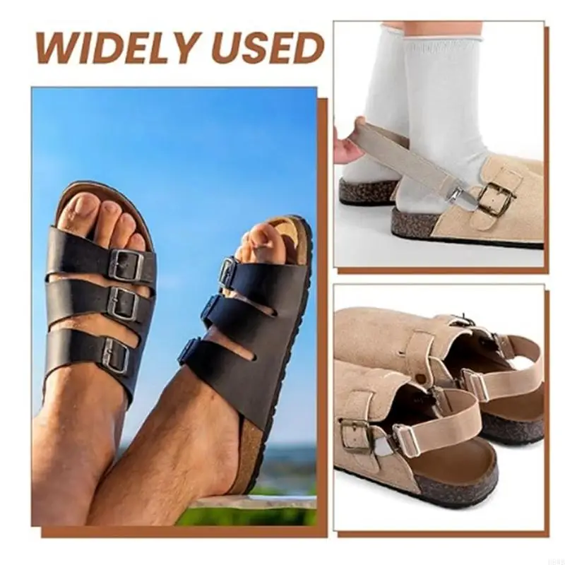 H8WB مقابض كعب قابلة للتخصيص للانزلاق على الأحذية حزام حذاء مرن مع أبازيم معدنية تصميم مانع للانزلاق للبغال والقباقيب #2