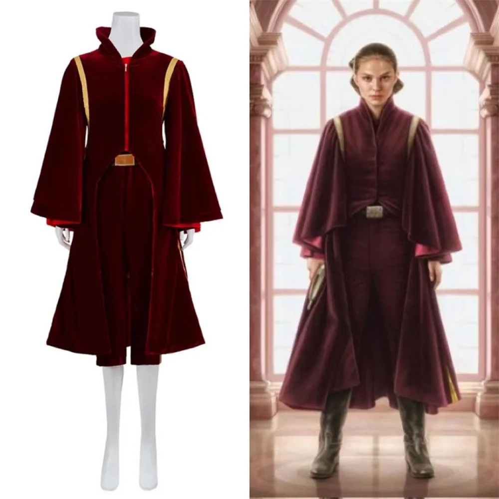 

Movies Padme Cosplay Costume Women's Red Top Coat Pants Suits Halloween Carnival Party Outfits