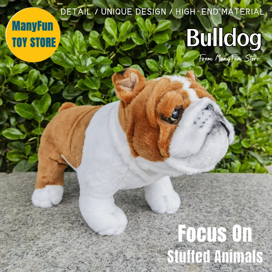 Bulldog High Fidelity Pit Bull Terrier Plushie Dogs Plush Toys Lifelike Animals Simulation Stuffed Doll Kawai Toy Gifts For Kids