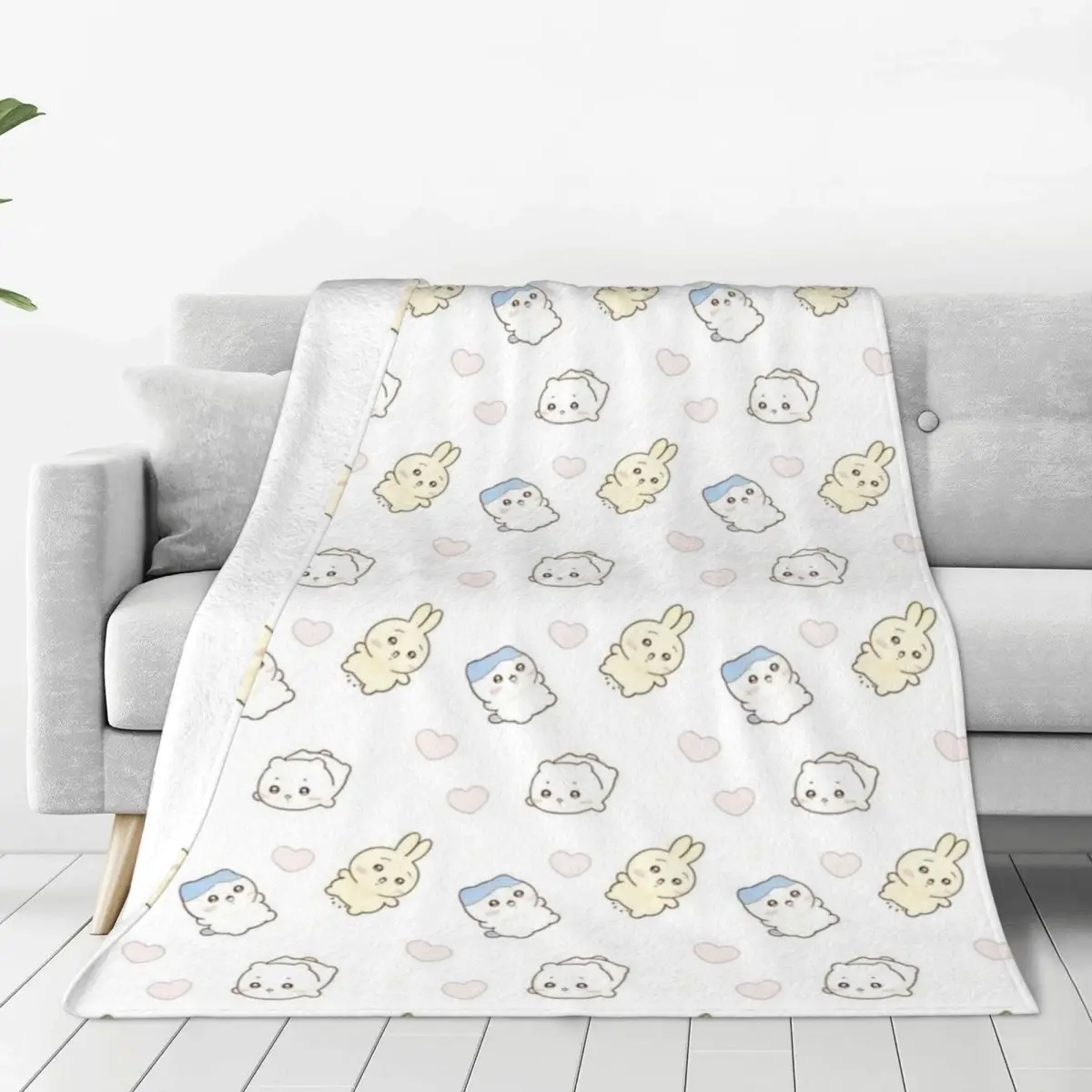 

Kawaii Chiikawa Manga Plush Blankets Cute Japanese Anime Vintage Throw Blanket for Sofa Bedding Lounge 125*100cm Quilt