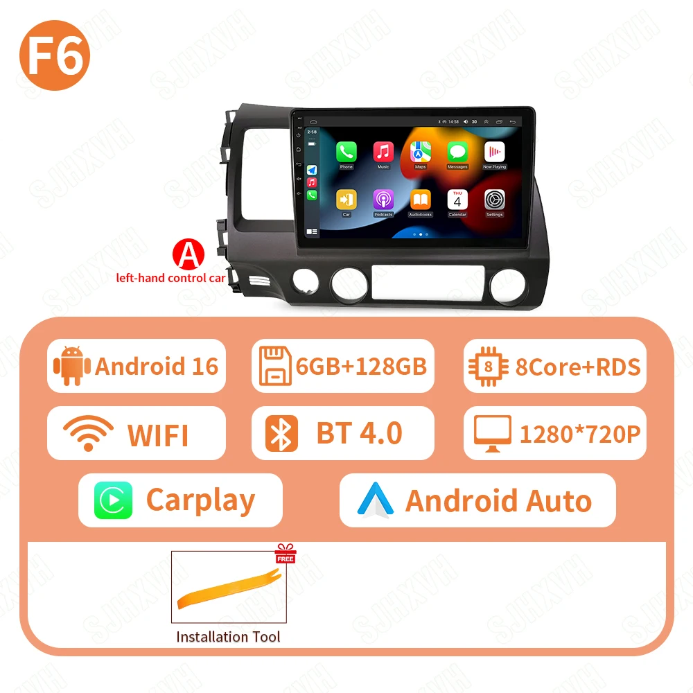 Android 16 Autoradio Radio Voor Honda Civic 8th 2005 2006 2007 2008 2009 2010 2011 Multimedia Draadloze Carplay Android Auto