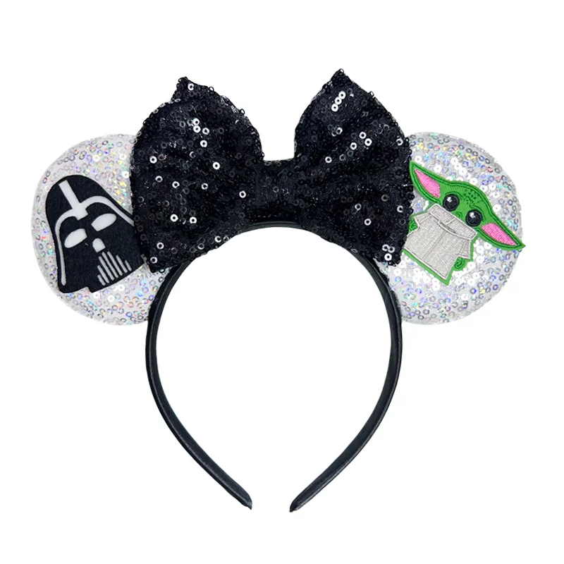 Mickey Mouse Ear Headband STAR-WARS Headwear Grogu Baby Master Yoda Headbands For Girls Kids Minnie Mouse Ear Hairband