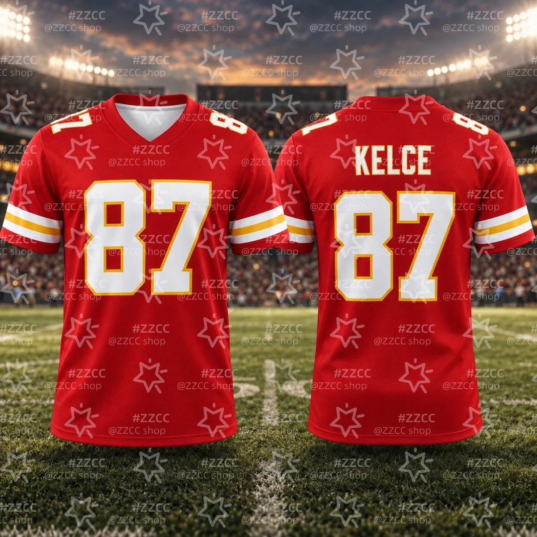 26-27 Herren # 87 Travis Kelce Football-Trikot, Sport-T-Shirt, schnelltrocknendes Fan-Rugby-Shirt für den Spieltag, Damen-T-Shirt, Kinderbekleidung ﻿ – Detail 2