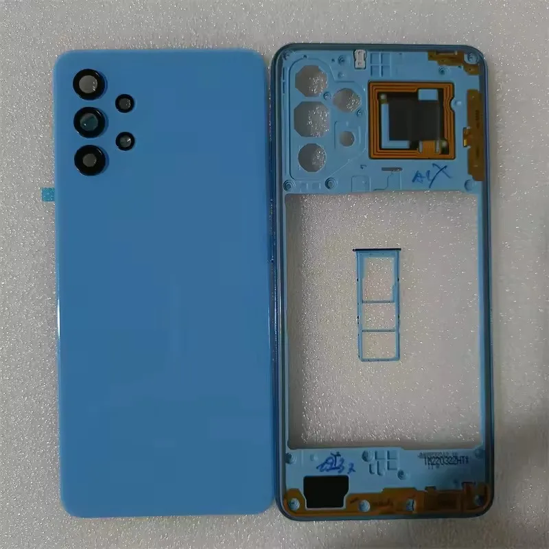 Custodia del telefono per Samsung Galaxy A32 4G A325 Telaio centrale + Copertura posteriore della batteria Pannello Coperchio Porta posteriore + Obiettivo della fotocamera Parti di riparazione