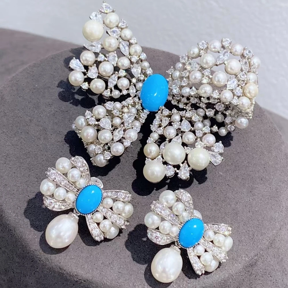 

KQDANCE, однотонные серьги-бабочки из серебра 925 пробы с синим жемчугом и высокоуглеродистым бриллиантом, серьги-бабочки, булавки, брошь, наборы ювелирных украшений для женщин