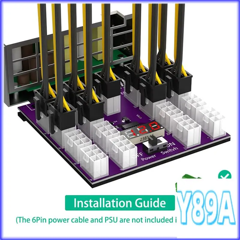 GO-ATX 17 X 6Pin Power Supply Breakout Board Adapter Converter 12V For Ethereum BTC Mining