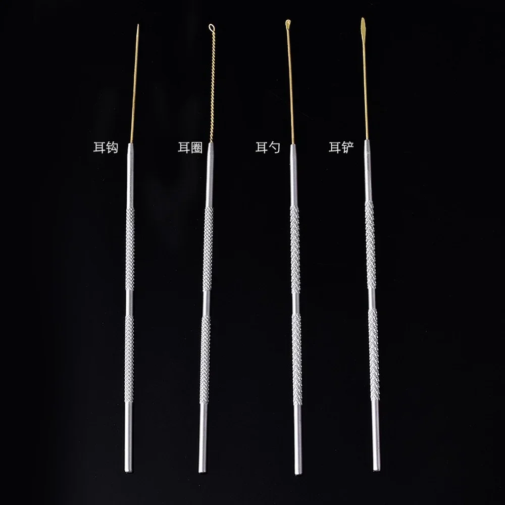 Set of 4pcs Copper Stainless Steel Ear Wax Pick Curette Earwax Removal Picker Earpick Cleaner Tool Kit For Kids Adults Home