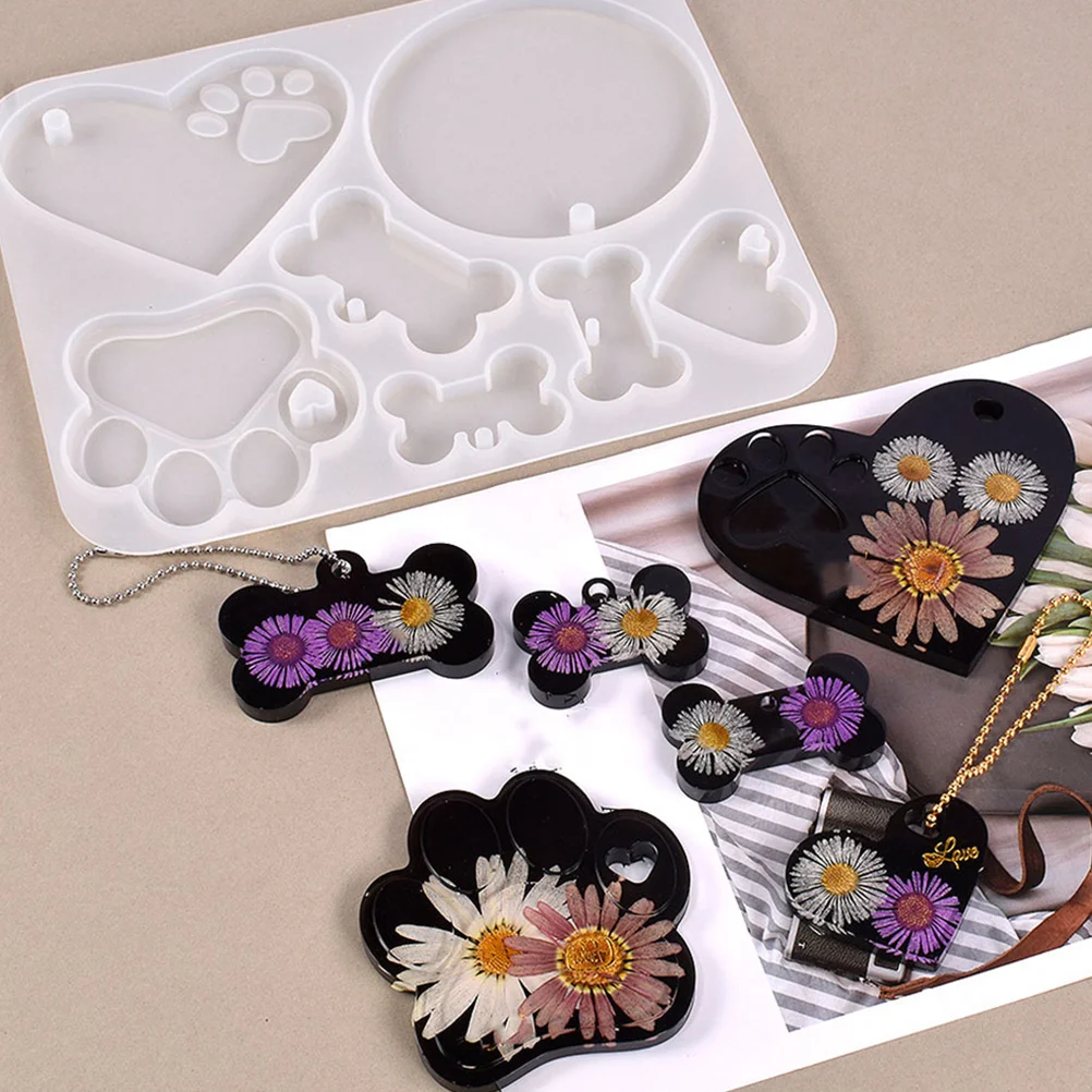 

Dog Tag Mold Bone Shapes Pet Decor Labels Silicone Crafts DIY Pendant Epoxy for