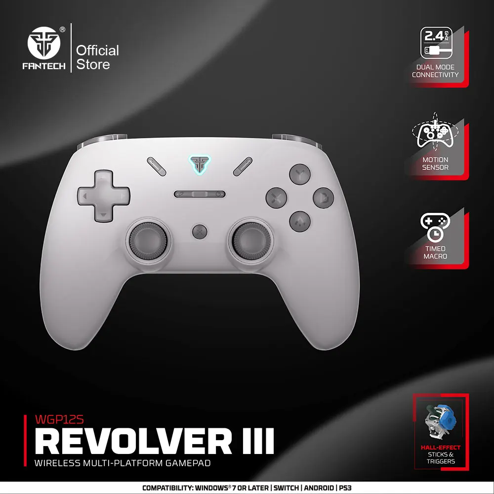 FANTECH REVOLVER III WGP12S لوحة ألعاب لاسلكية 1000 هرتز مشغلات تأثير القاعة وعصا التحكم جيروسكوب ماكرو غمبد لـ PS