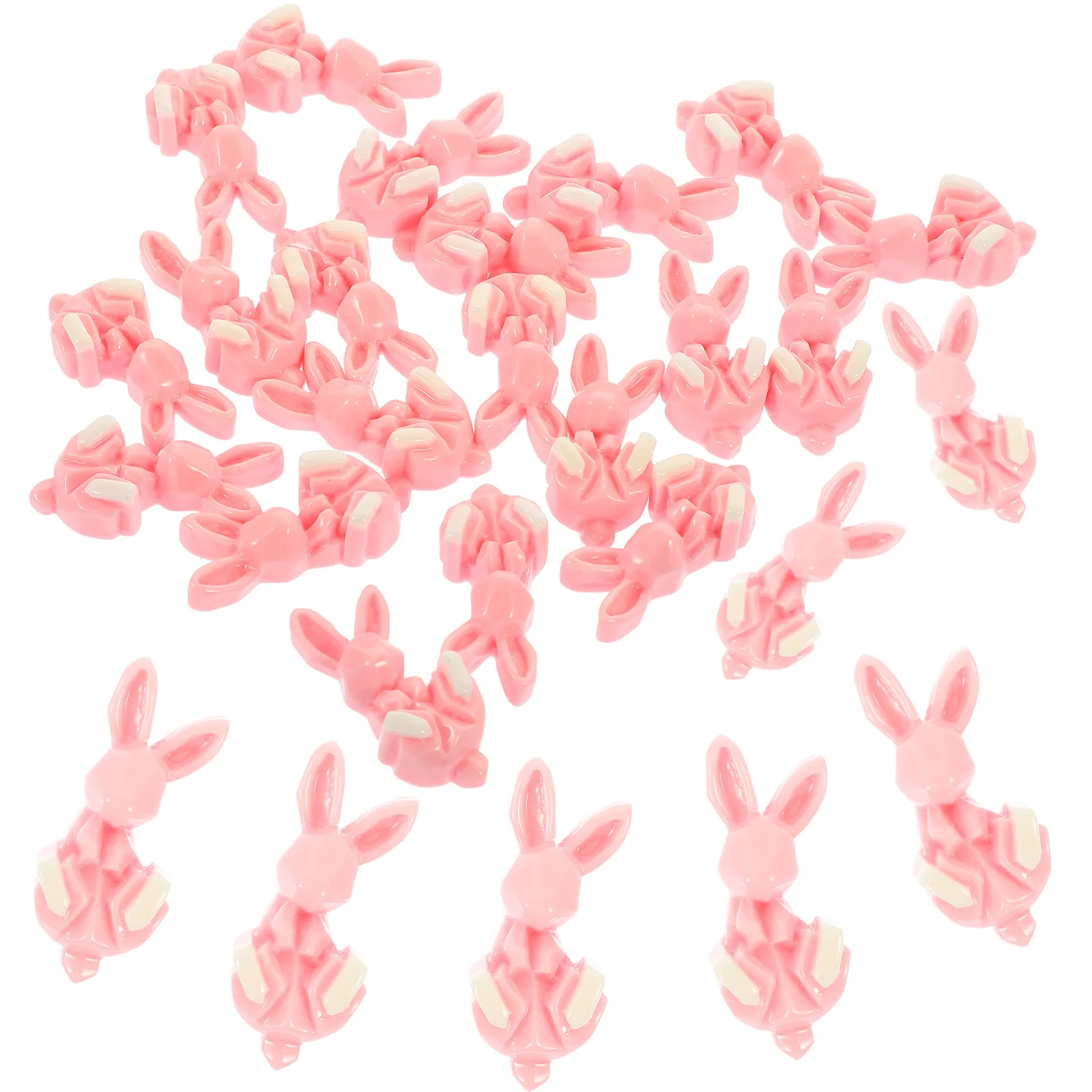 20Pcs Rabbit Resin Flatback Charms Pink DIY Hair Accessories Craft Making Bunny Pendants for Jewelry Decoration