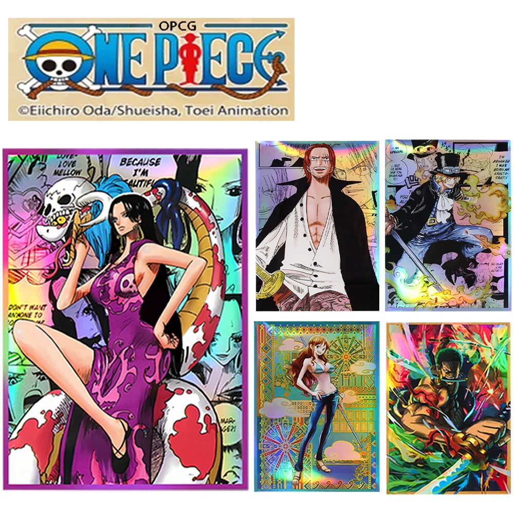 

OPCG Holographic Card Sleeves Shanks Boa Hancock Nami Zoro Anime Trading Card Protector for PTCG 67x92mm 60PCS