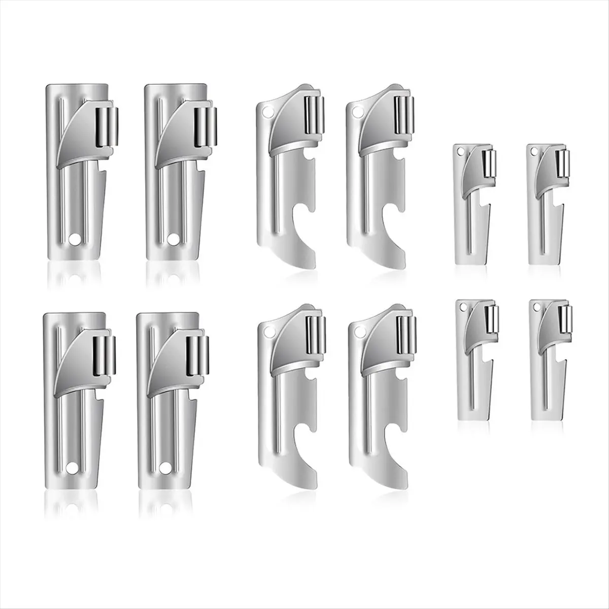 ABZF 2026 12 Pieces Can Openers, Camping Can Openers with Key Rings, P-38, P-51 and P-57 Stainless Steel, Portable Can Opener