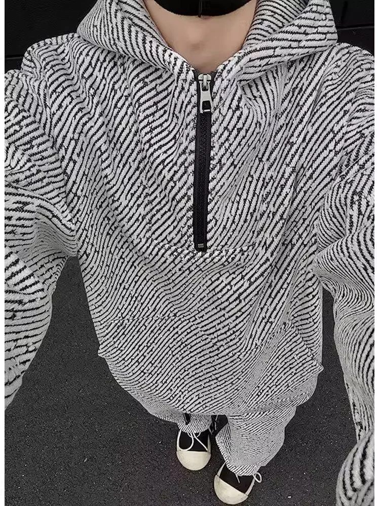 Conjunto de suda con capucha de lana uesa para hombre, ropa deportiva informal, moda juvenil de otoño invierno, aodón...