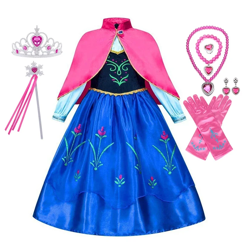 أزياء ديزني فروزن للفتيات ملكة الثلج إلسا آنا للأطفال للفتيات فساتين حفلات الكرنفال التأثيرية للأطفال 2024 فساتين الأميرات