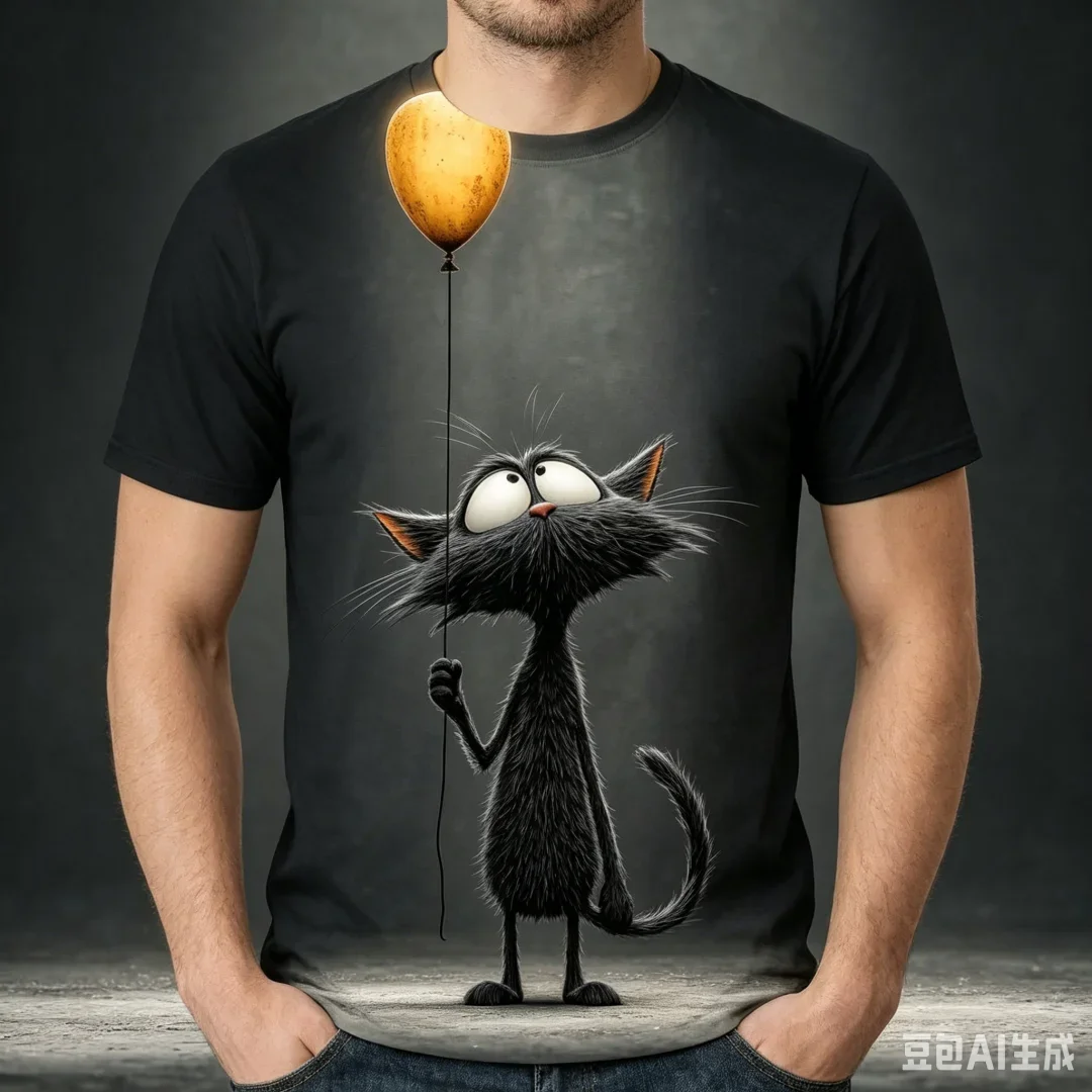 Neue Herren 3D Tier-Print Rundhals-Tops Lustige Cartoon-T-Shirts Trend Sommer Streetwear Herrenbekleidung Harajuku-Stil Oberteile