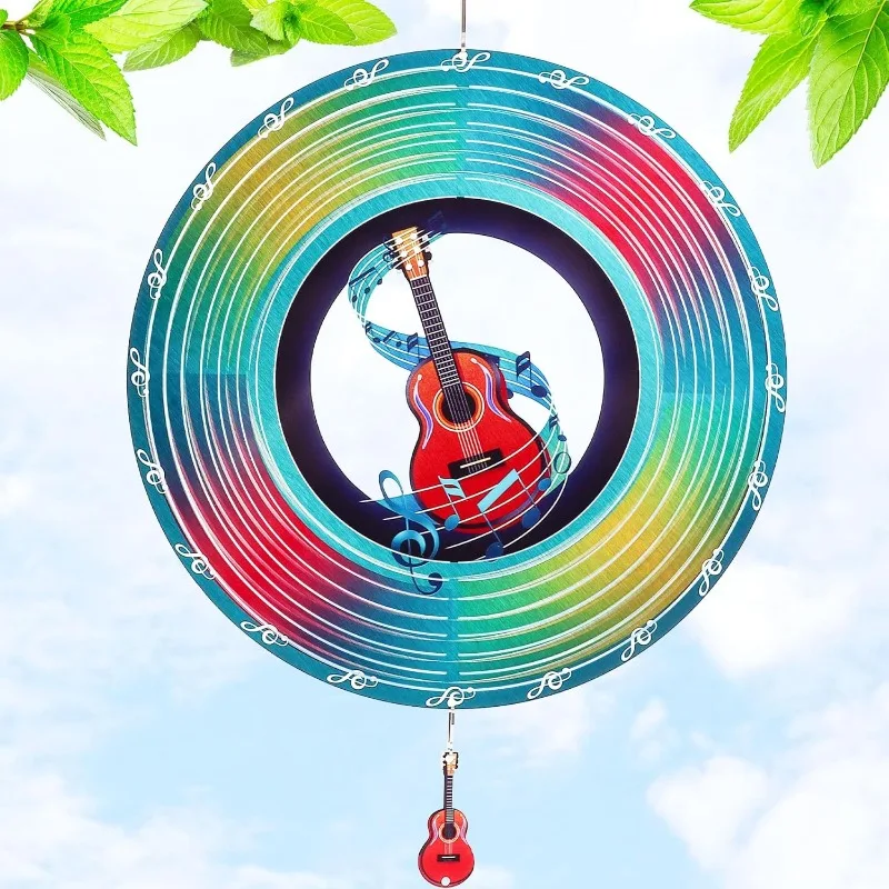 

Guitar Wind Spinner Outdoor Decor, 12 Inch Metal Kinetic Sculpture, Garden Gift for Music Lovers