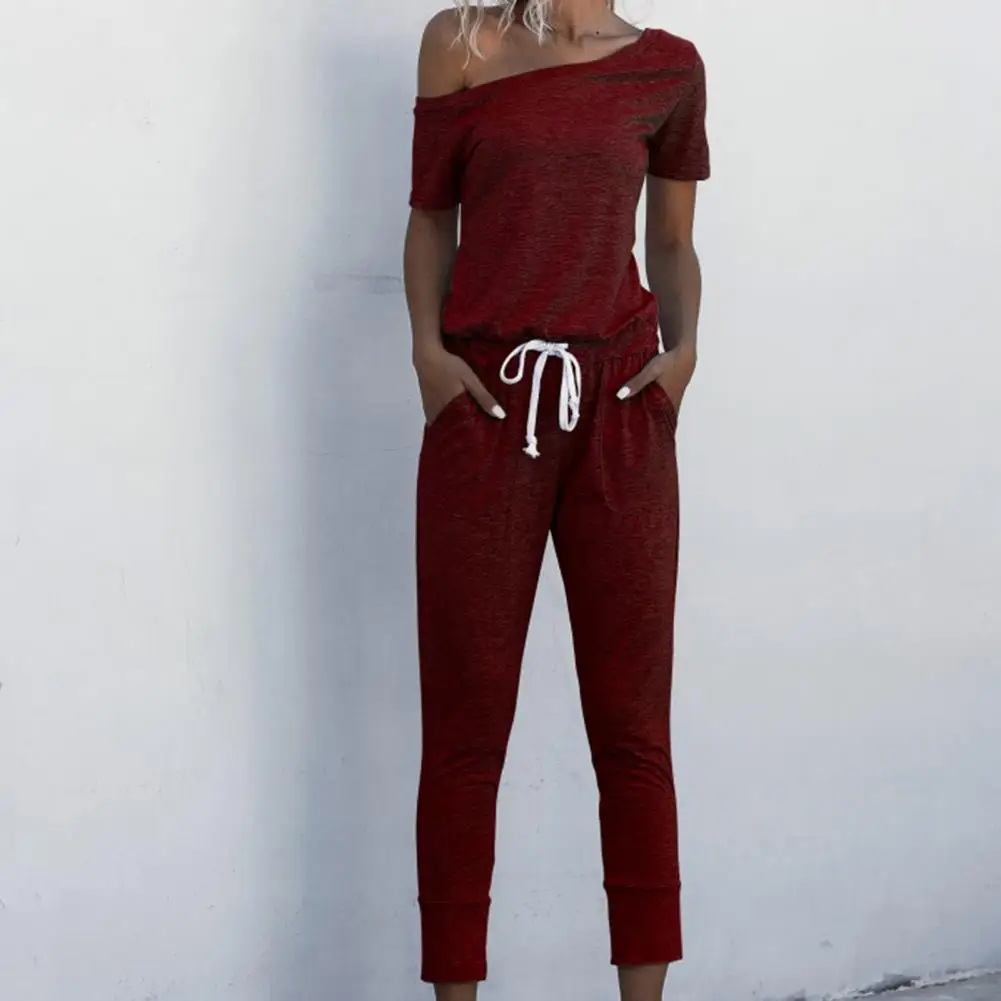 Romper Casual Ladies Jumpsuit Cropped Trousers Breathable  Casual Women Solid Color Casual Romper