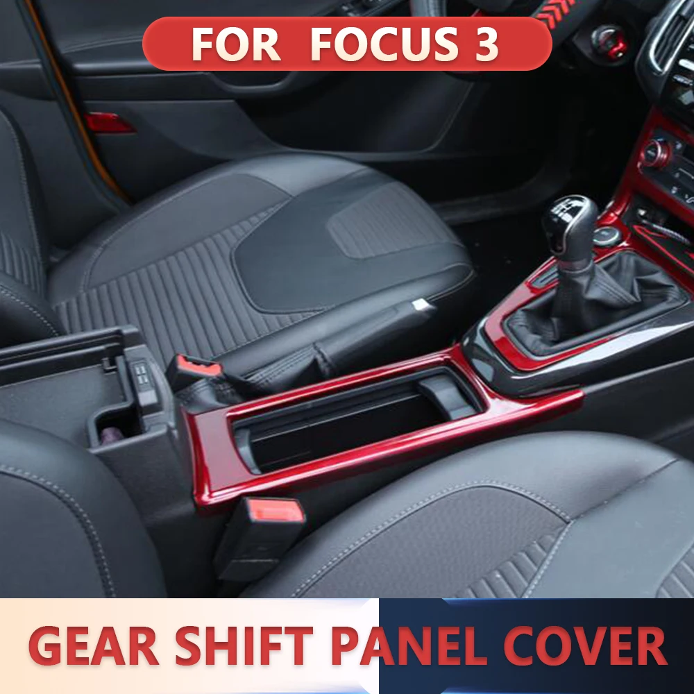 3Pcs Car Gear Shift Panel Cover for Ford Focus 3 MK3 2015 - 2018 AC Button Control Panel Trim Water Cup Sticker Accessories